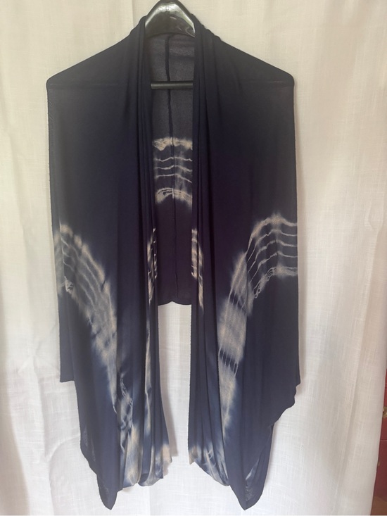 Vintage Havana Sweaters - Vintage Havana Navy and Cream Tie-Dye Draped Cardigan